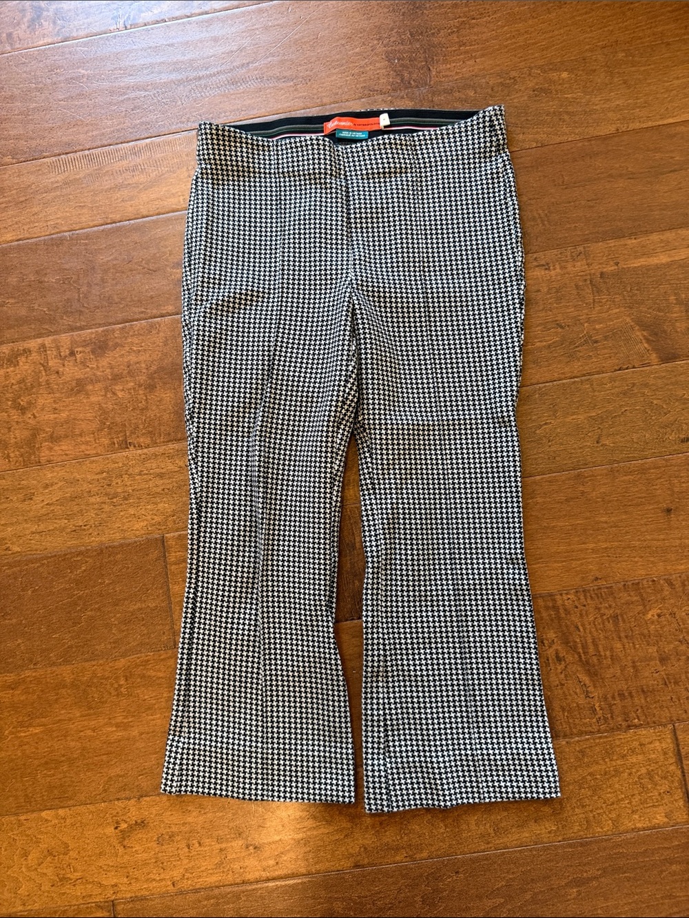 Anthropologie Black and White Houndstooth Ankle Pants